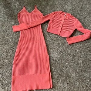Free people maxi sweater dress with matching cropped sweater set small